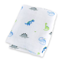 Load image into Gallery viewer, Lulujo Cotton Muslin Swaddle - Prehistoric Pals