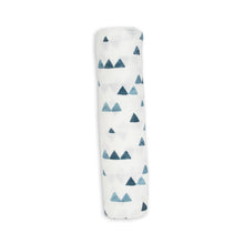Load image into Gallery viewer, Lulujo Bamboo Muslin Swaddle - Navy Triangles