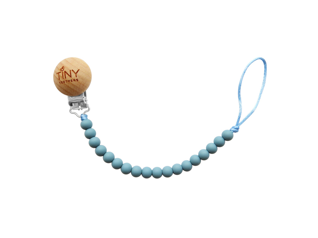 Tiny Teethers Pacifier Clip - Slate Blue