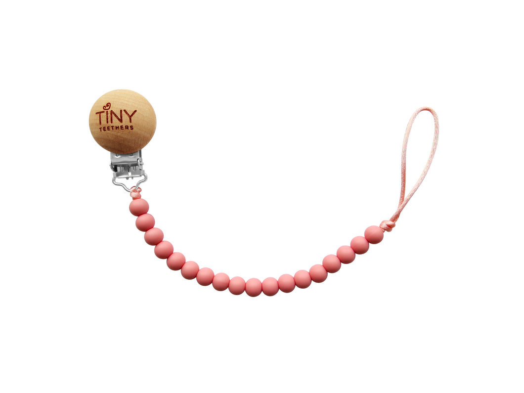Tiny Teethers Pacifier Clip - Rose